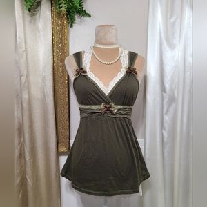 ♡ Y2K ♡ Abercrombie & Fitch Olive Green Babydoll top